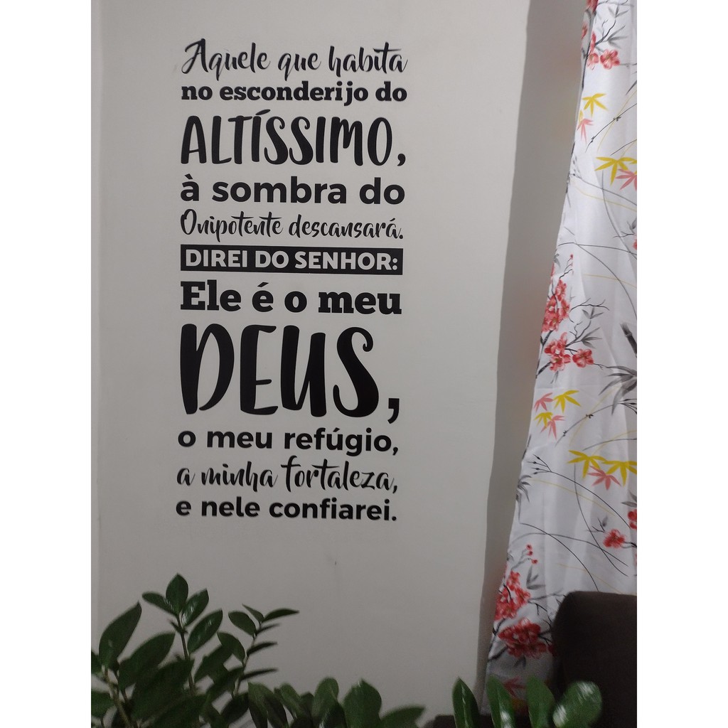 Adesivo de Parede Salmo 91 - A Sombra do Onipotente Descansará | Shopee ...