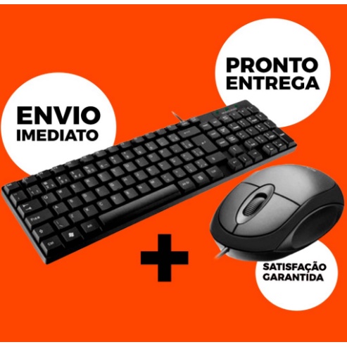 Teclado E Mouse ABNT2 Fio USB Kit Pc Computador Notebook Informática