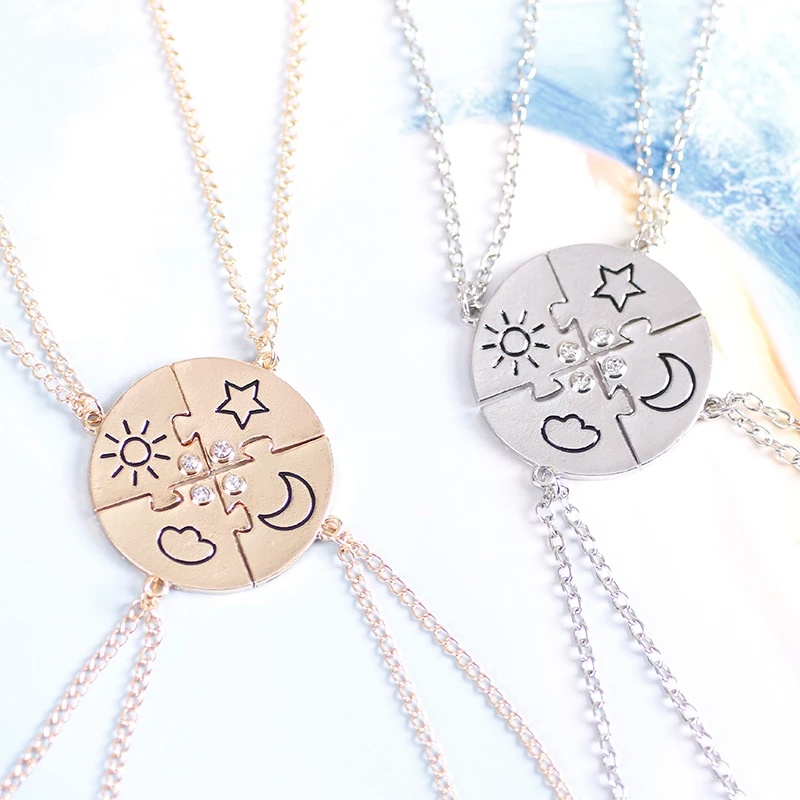 Colar Da Amizade Best Friends Lua Estrela Sol Nuvem 4 Peças