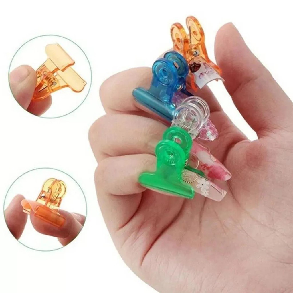 48 Presilhas plástico colorida Para Unhas Curvatura Tamanho 31mm