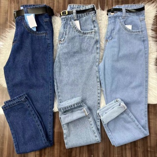 Calça Mom Jeans Com Cinto Sem Lycra em Oferta na Shopee