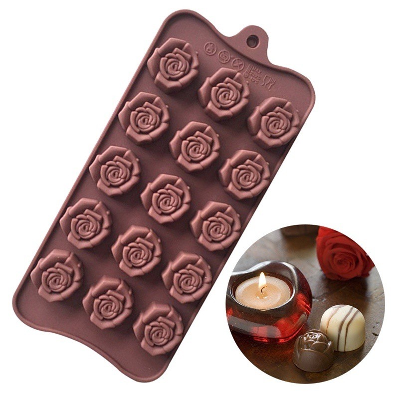 Molde/Forma De Silicone Com Formato De Rosas Para Sabonete/Chocolate/15  Botões | Shopee Brasil