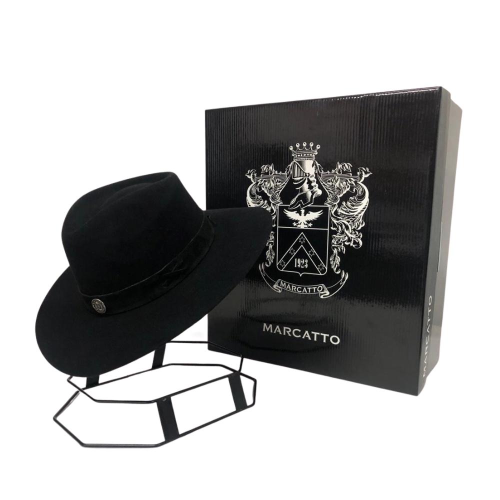 Chapéu Gaúcho Campeiro Cavalgada Pelo De Lebre Legítimo Marcatto Preto XXX Aba 8 cm - Ref: 0001