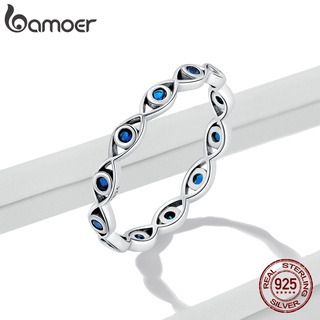 Anel Bamoer 925 Prata Azul De Dedo Da Sorte Anéis De Moda Jóias Presentes Para Mulheres