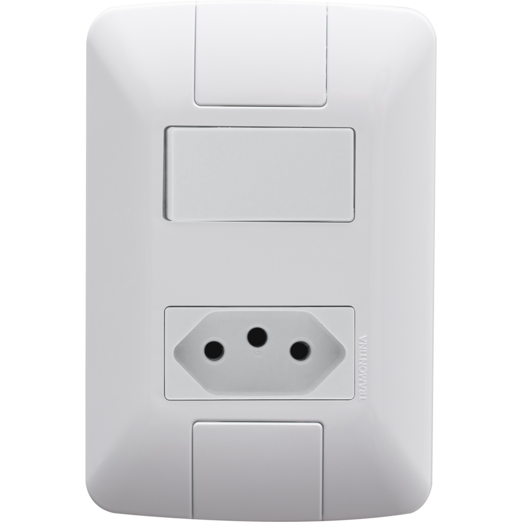 Conjunto 1 Interruptor Paralelo + 1 Tomada 2p+t 10a Tramontina Aria Com Placa