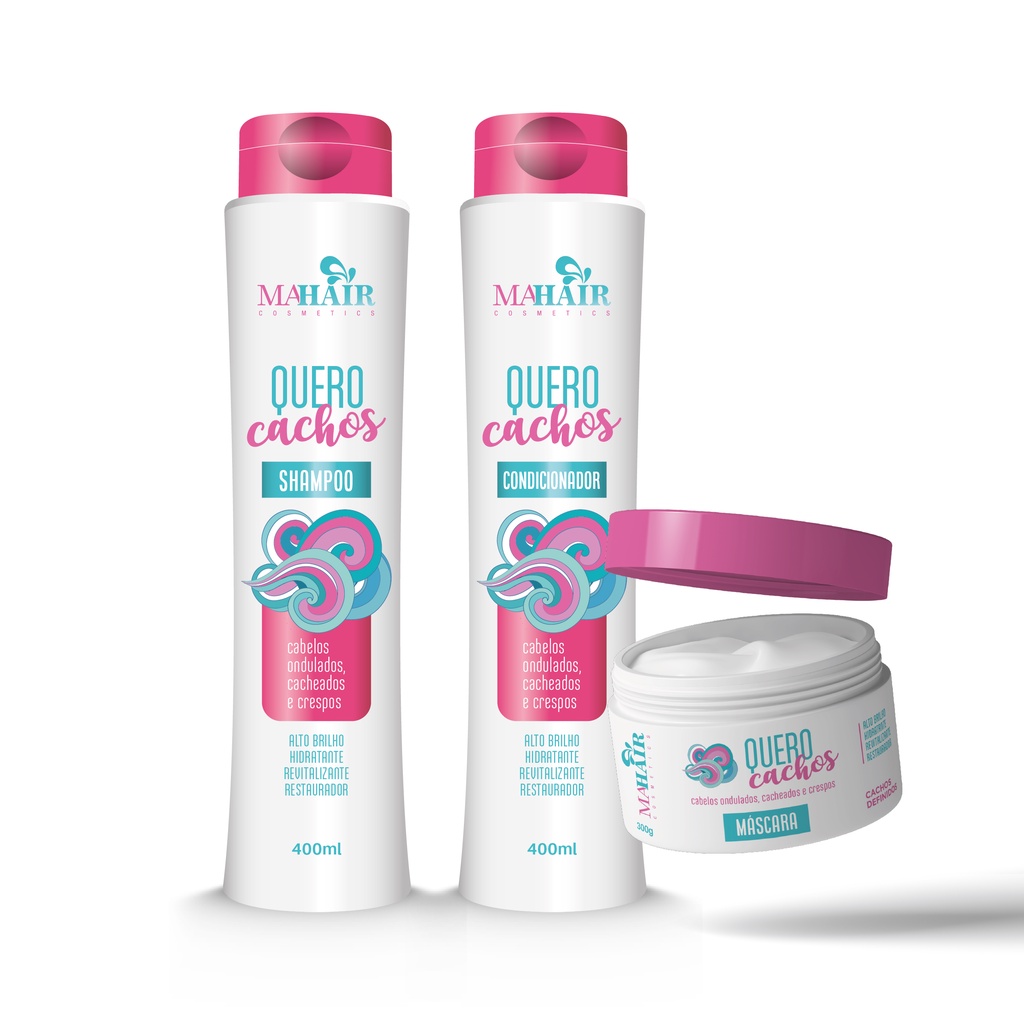 Kit Capilar Quero Cachos Mahair - 3 itens ** em Oferta na Shopee