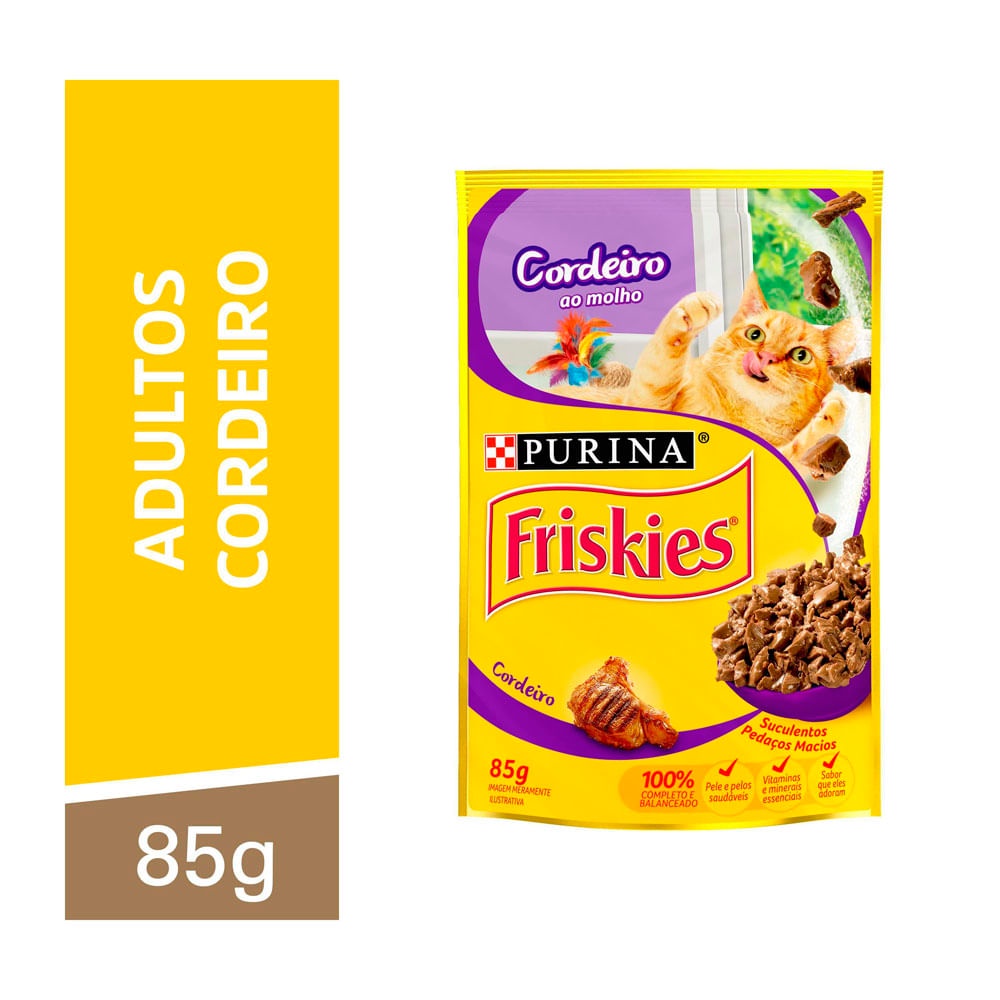 Ração Úmida Friskies Gatos Adultos Cordeiro ao molho 85 g