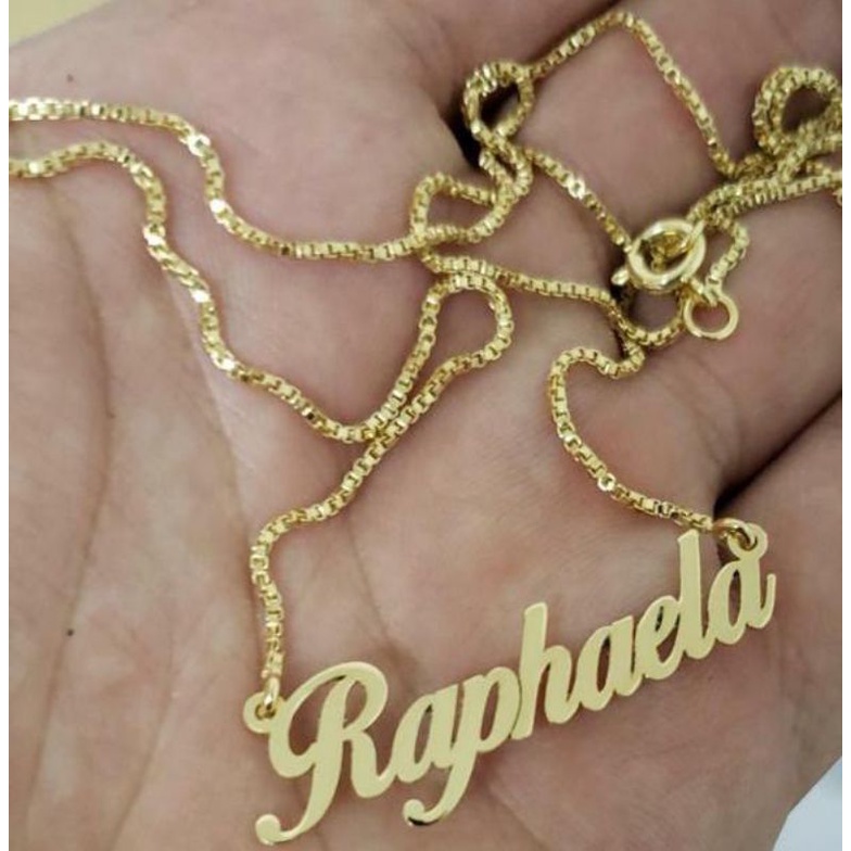 Corrente Colar com Nome Personalizado Banhado a Ouro 18k - Fonte Tradicional