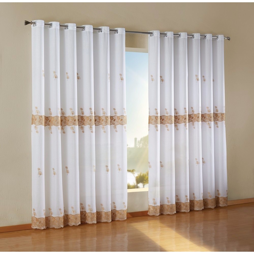 Cortina Para Sala  bordada VOAL  Com Forro 2,70 X 4,00 PROMOÇÃO  JH