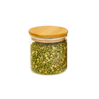 Pote De Vidro De Mantimentos 500ml C/ Tampa De Bambu Oikos