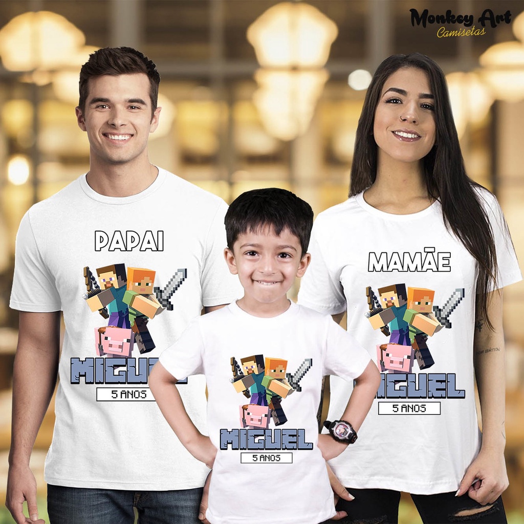 Camisetas Aniversário Festa Infantil Personalizada com Nome da Criança  Todos os Temas Para Toda Família Pai Mãe Filhos | Shopee Brasil
