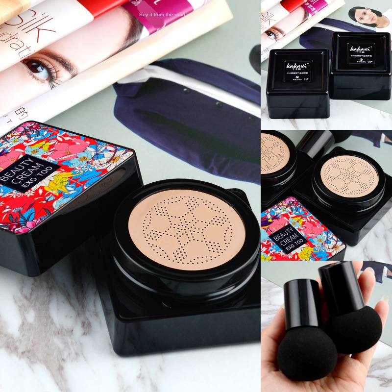 BB Cream/Base/Corretivo Com Cogumelo Esponja Formato Brilhante Maquiagem Creme Clareador Marfim E Natural