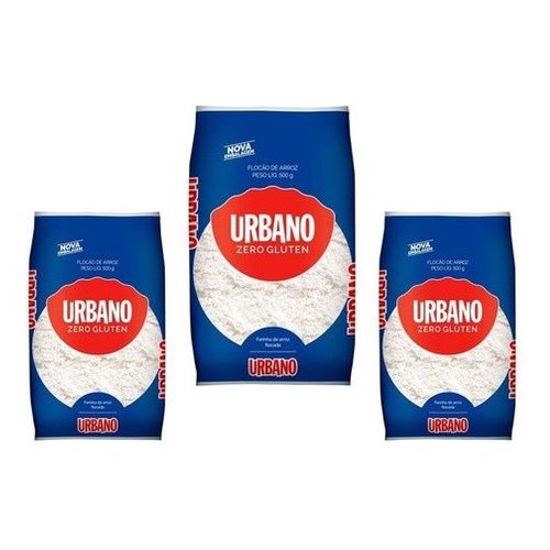 Kit Com 3 Unidades Flocão De Arroz Sem Glúten 500g Urbano em Oferta na Shopee