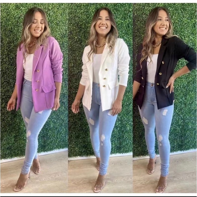 Blazer Rainha Feminino Alfaiataria Acinturado Botões Social Roupa Feminina  - Escorrega o Preço