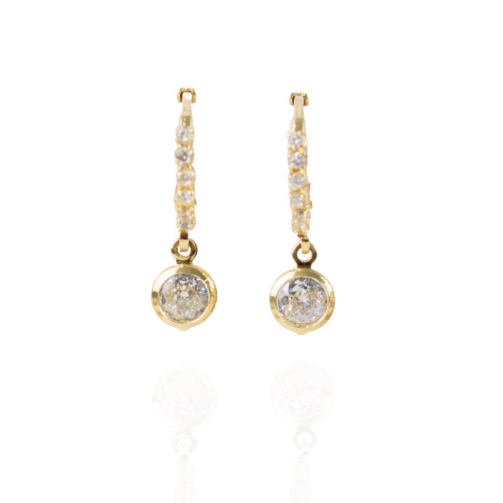 BRINCO ARGOLINHA CRISTAL PENDURADO BANHADO A OURO 18K