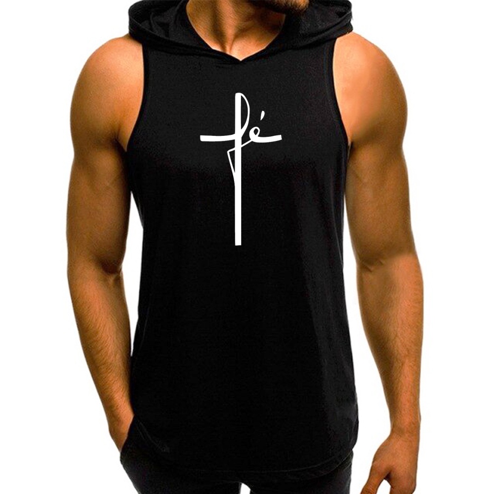 Regata Masculina Com Capuz Fé Cristã Cruz Camiseta Academia Treino em Oferta na Shopee