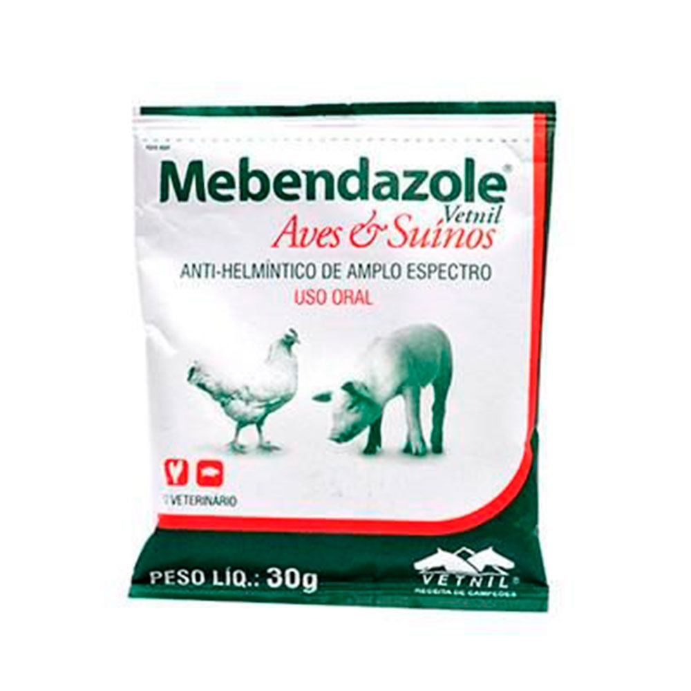 Mebendazole Para Aves e Suinos Vetnil - 30g - Pets