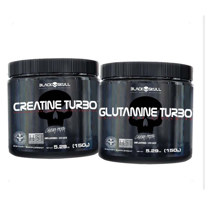 Creatina 150g + Glutamina 150g - Turbo - Black Skull