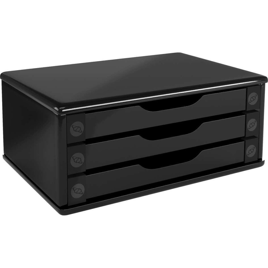 Suporte Para Monitor De Mesa 3 Gavetas Preto