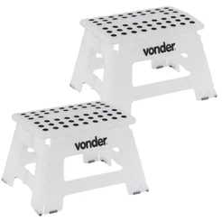Banqueta Plástica Multiuso Dobrável 22 CM 150 KG com 2 Peças VONDER