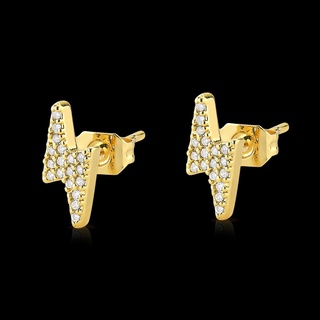 Brinco Piercing de Raio Cravejado com Zirconias Banhado a Ouro 18k