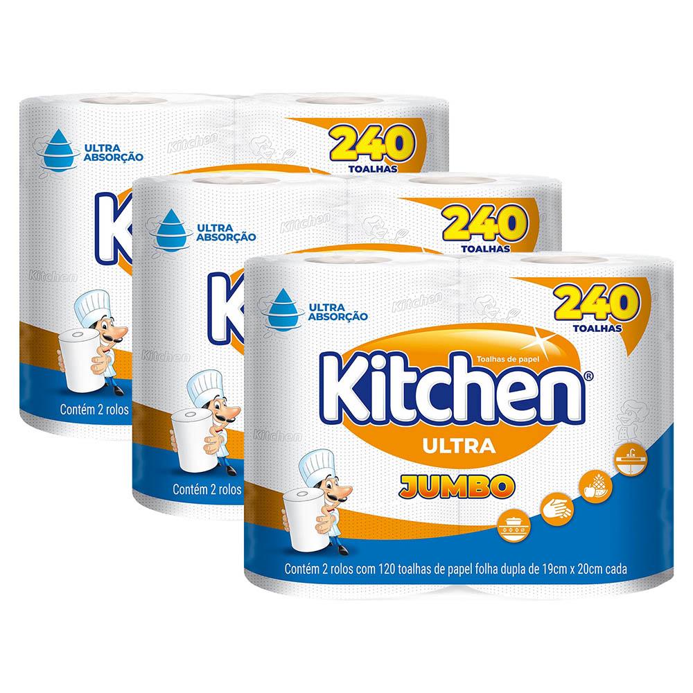 Kit 3 Papel Toalha Kitchen Ultra Jumbo com 240 Folhas cada - Home & Living