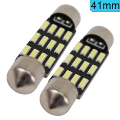 Par De Lâmpadas Automotivas de Led Torpedo 41mm 12v Volts 12 Leds Branca Branco Teto Placa