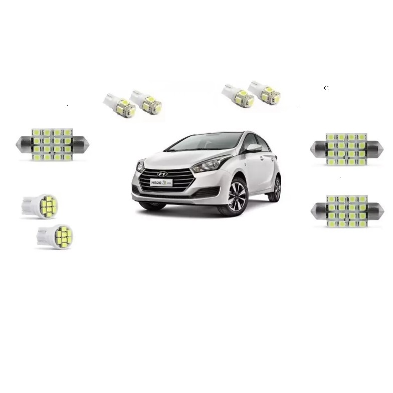 kit de lampada led Hyundai HB20 super branca t10 carro automotivo