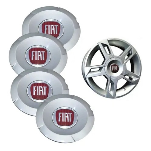 Jogo Calota Miolo Tampa Da Roda Fiat Stilo Abarth Aro 14 15 17 4 PEÇAS PRATA