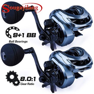 Carretilha de pesca Sougayilang Single Rocker 9 + 1BB 8.0: 1 Gear Ratio Max Drag 8-10KG