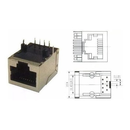 10 Peças - Jack Modular 59-01 Rj45 Fêmea Blindado 8p8c 90g