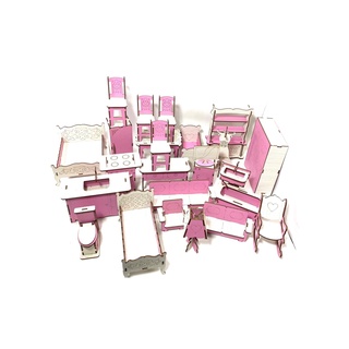 kit moveis para casinha de boneca 80 cm ou tamanho M pintado de branco e rosa