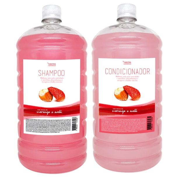 Kit shampoo e condicionador Morango e avelã 2 litros Yantra