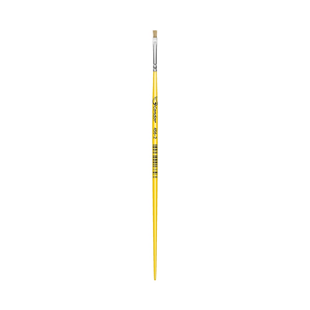 Pincel Chato Cerda Natural Cabo Longo Amarelo Condor 456-2