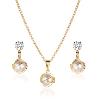 Kit Conjunto Semijoia Com Pérola Banhado a Ouro 18K Original Presente Moda CJ0028 em Oferta na Shopee