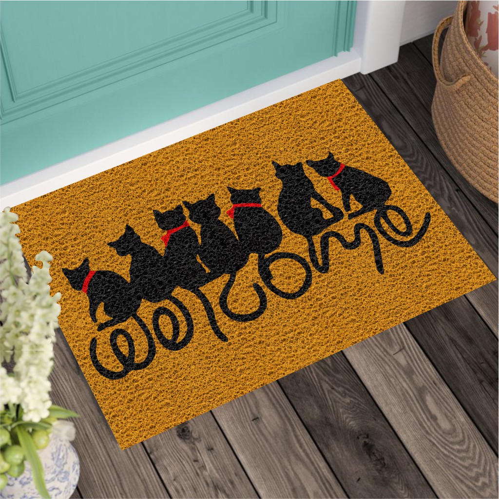 Tapete capacho Welcome rabo dos gatos 60x40cm