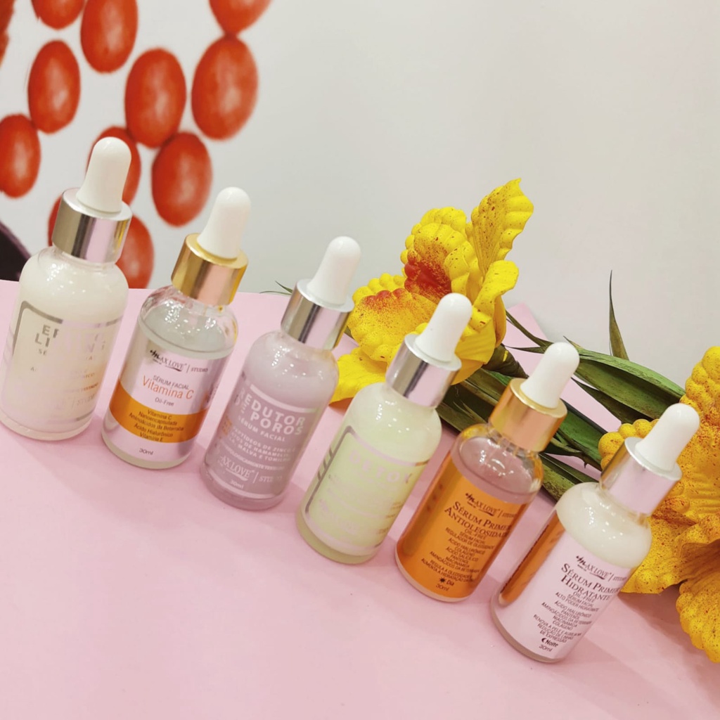 Serum Facial Max love - Vitamina C - Efeito Lifting - Antioleosidade - Clareador - Redutor de Poros - Detox - Primer Hidratante