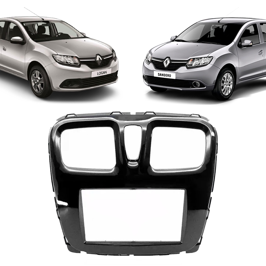 Moldura Central Painel 2 Din Renault Sandero Logan 2016 a 2018 Multimídia
