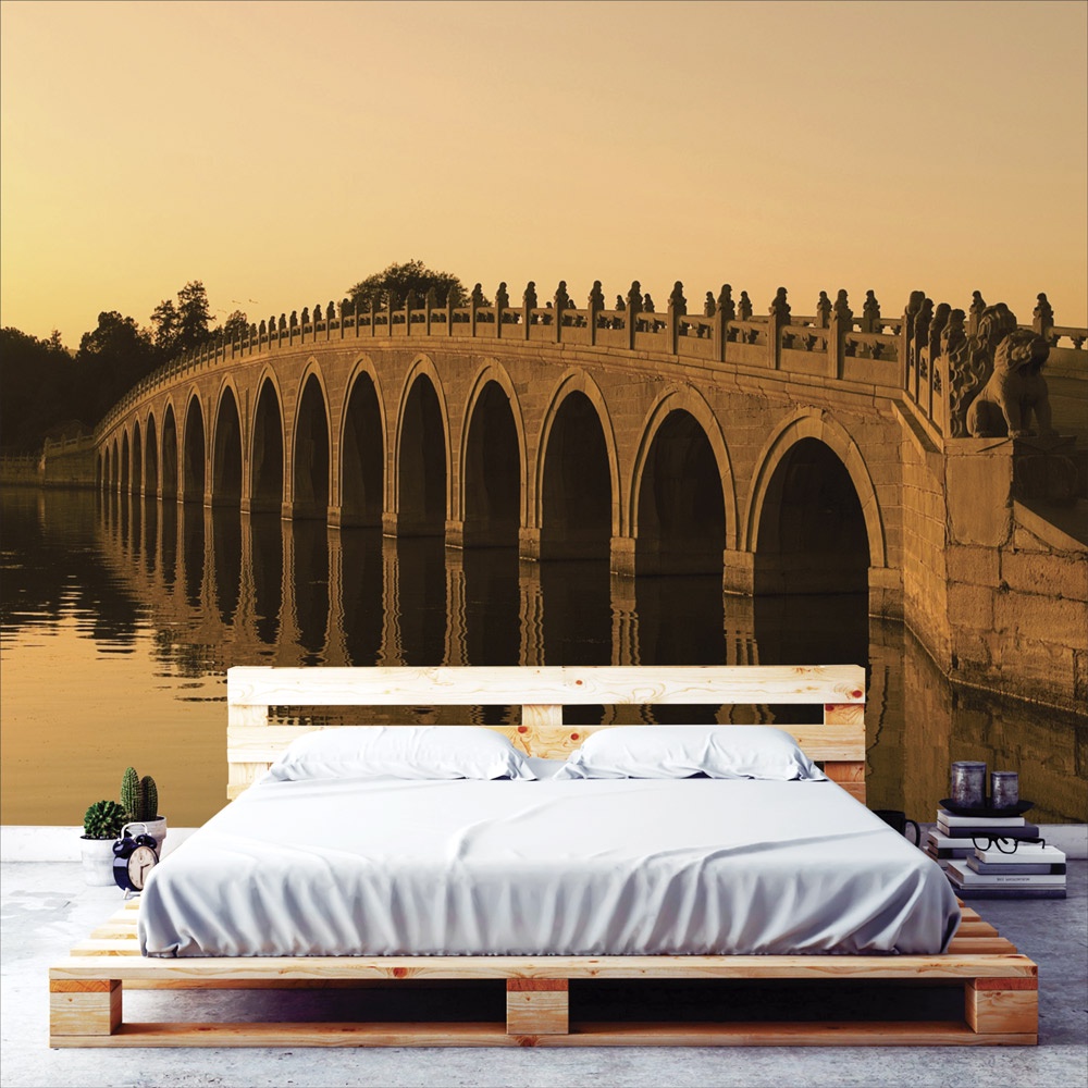 Papel De Parede Adesivo  Paisagem Cidade Beijing China A Ponte dos 17 Arcos M² Imagem Completa
