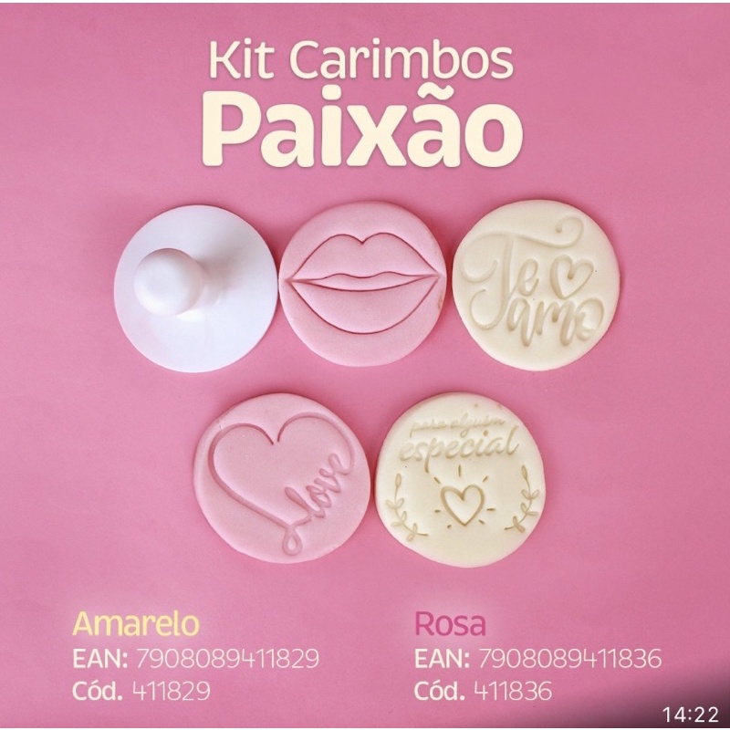 carimbo para pirulito pão de mel 5 cm grande paixão 4 peças Blue Star em Oferta na Shopee