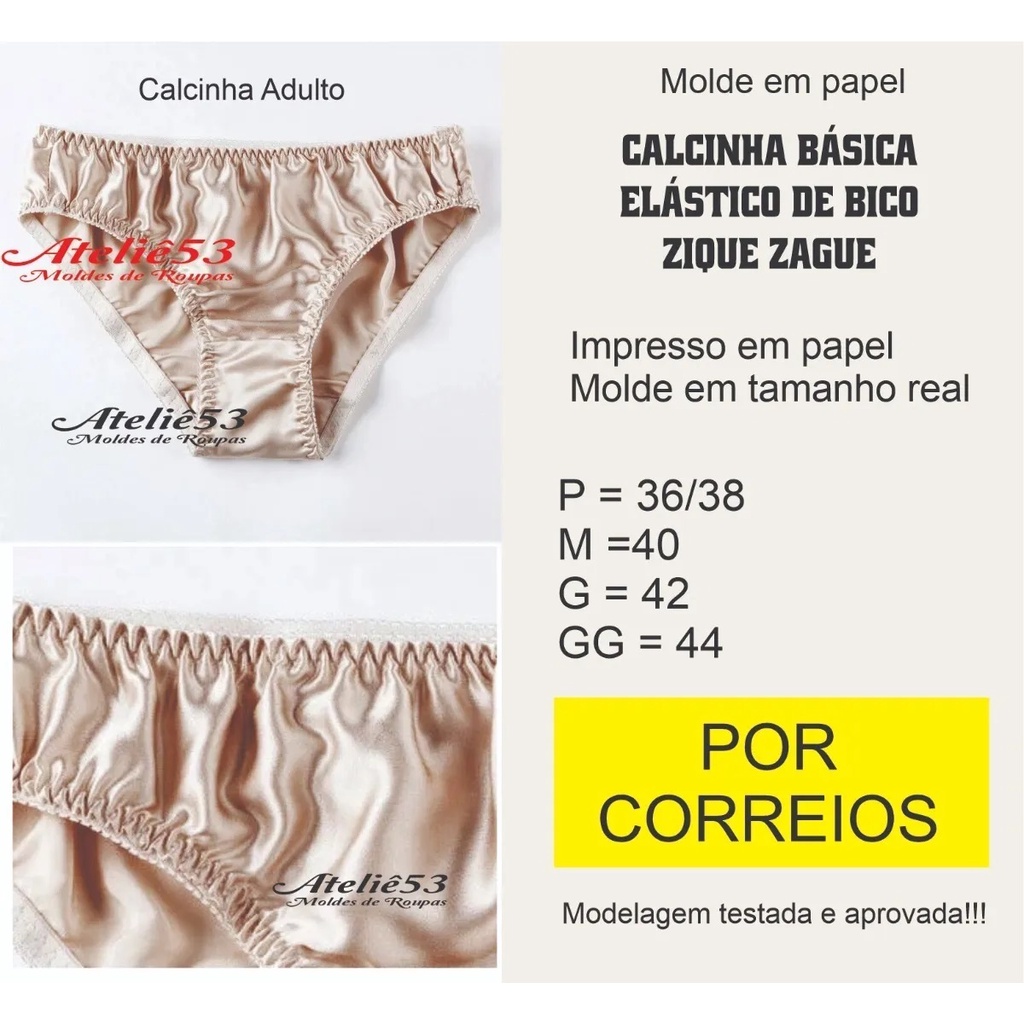 Molde de Roupa Modelagem Calcinha Básica Adulto Elástico Bico Shopee Brasil