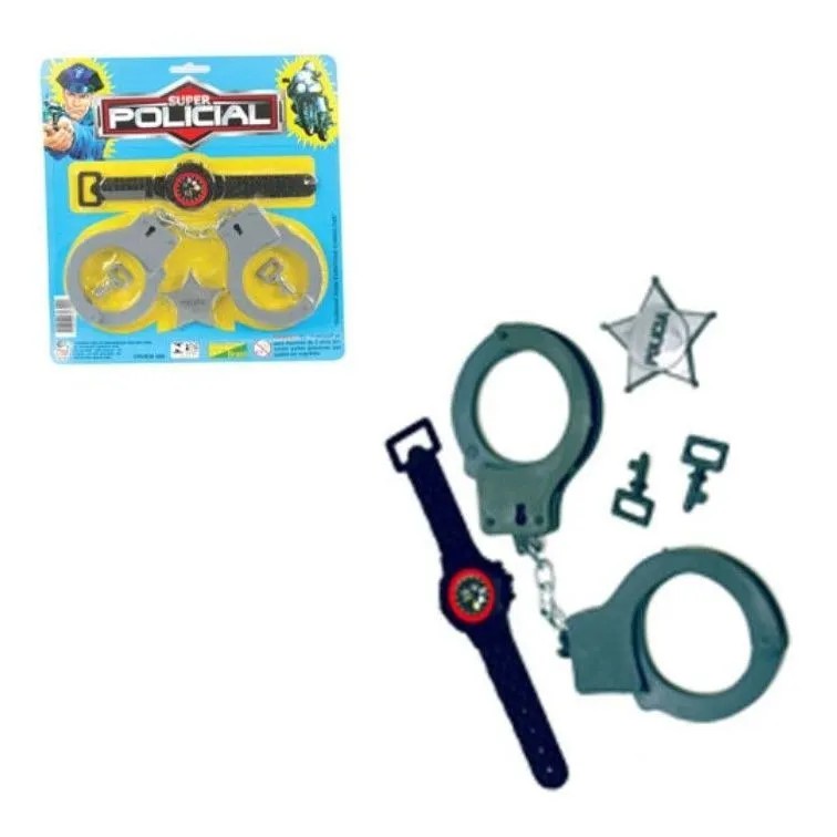 Policia Infantil Kit Com Relogio + Algema + Distintivo