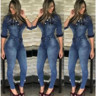 Macacão Feminino Jeans Mokkay Maravilhoso