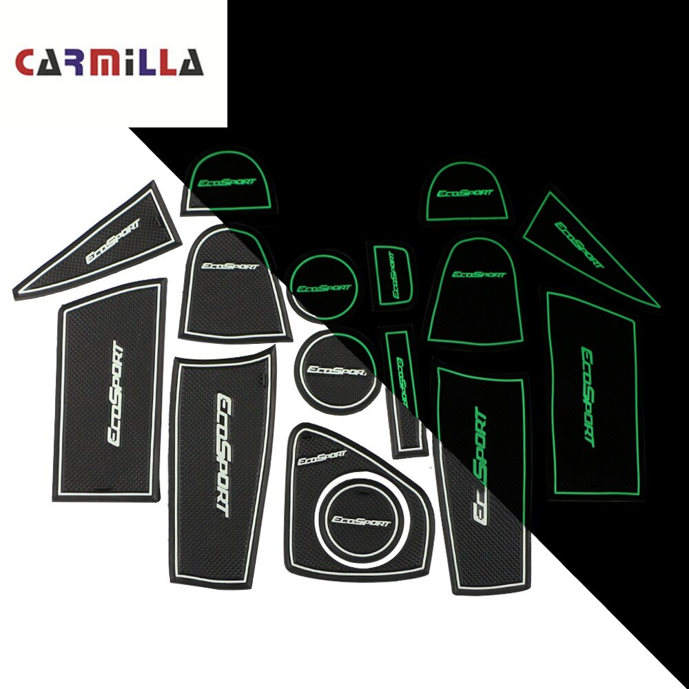 Carmilla Esteira Do Slot De Portão Antiderrapante Pad Porta Carro De Borracha Sulco Copo Mat Acessórios Interiores Para Ford Ecosport 2012-2018 em Oferta na Shopee