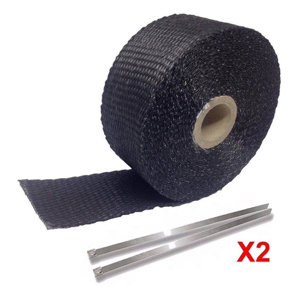 Manta Térmica Preta termotape Fita P/ Escapamento 05 Metros E 02 Zips