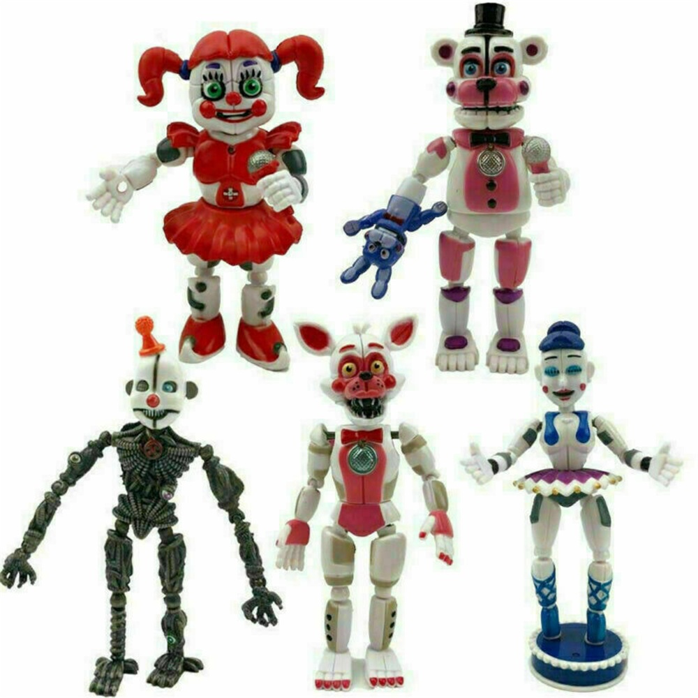 Five Nights at Freddys Conjunto completo de brinquedos de 1 a 3 gerações de  segurança Breach Pizza Shop Sister Location Toy All Series FNAF para  presentes infantis (A, conjunto de 6 peças)