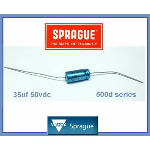 2 pcs Capacitor Axial Sprague 35uf 50v Made Usa
