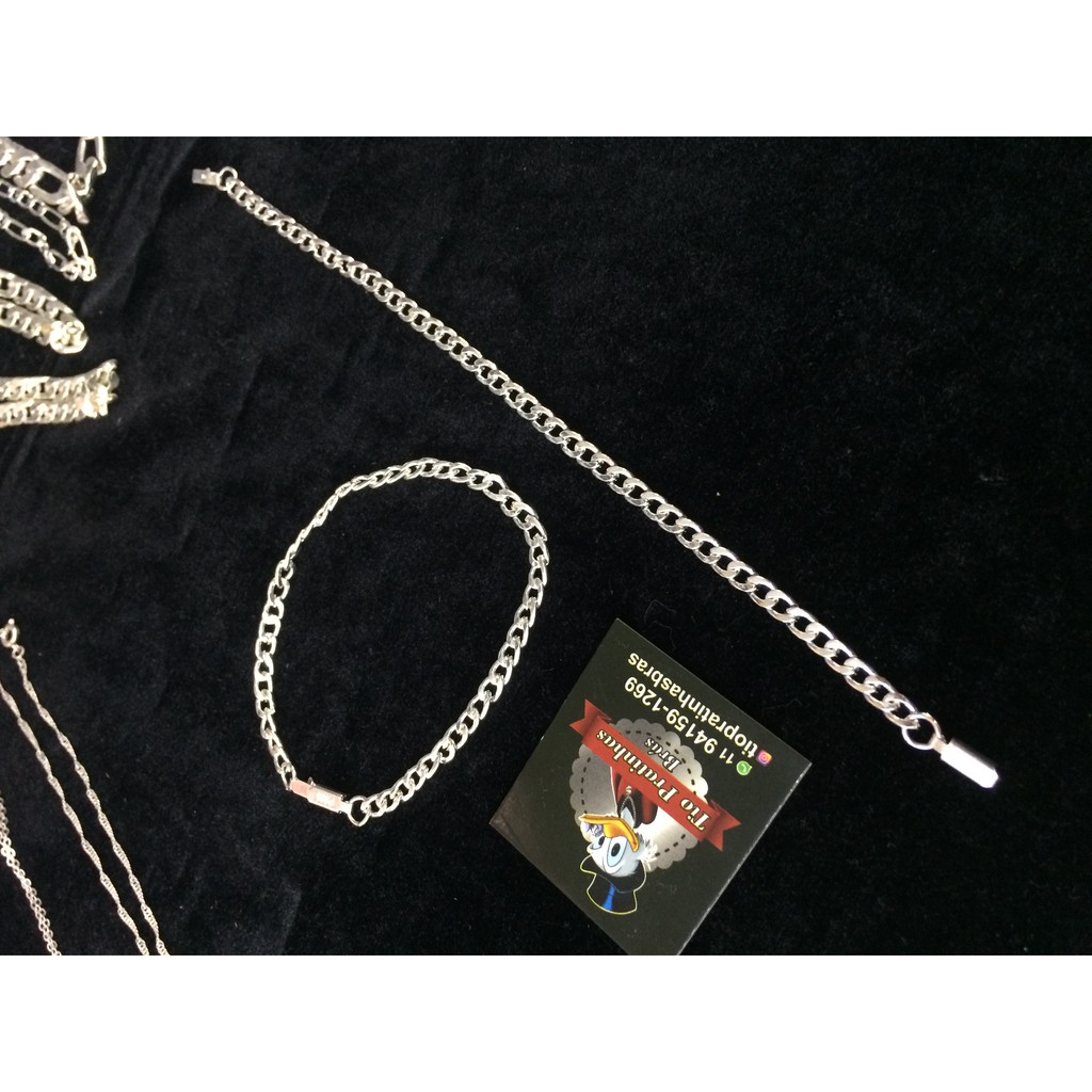 Pulseira banhada a prata 925 1x1 4 mm em Oferta na Shopee