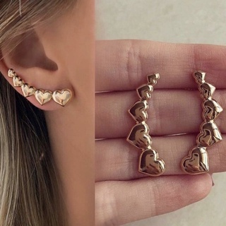 Brinco Ear Cuff Coração Banhado A Ouro 18k Antialérgico