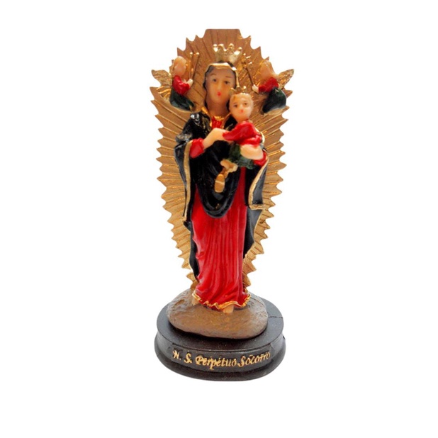 Imagem Nossa Senhora do Perpétuo Socorro em Resina Santo Escultura 15 cm Decoração Enfeite Lembrança Religioso